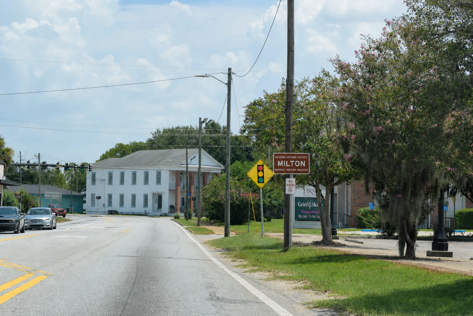 Entering the Historic Milton district in Milton, Florida