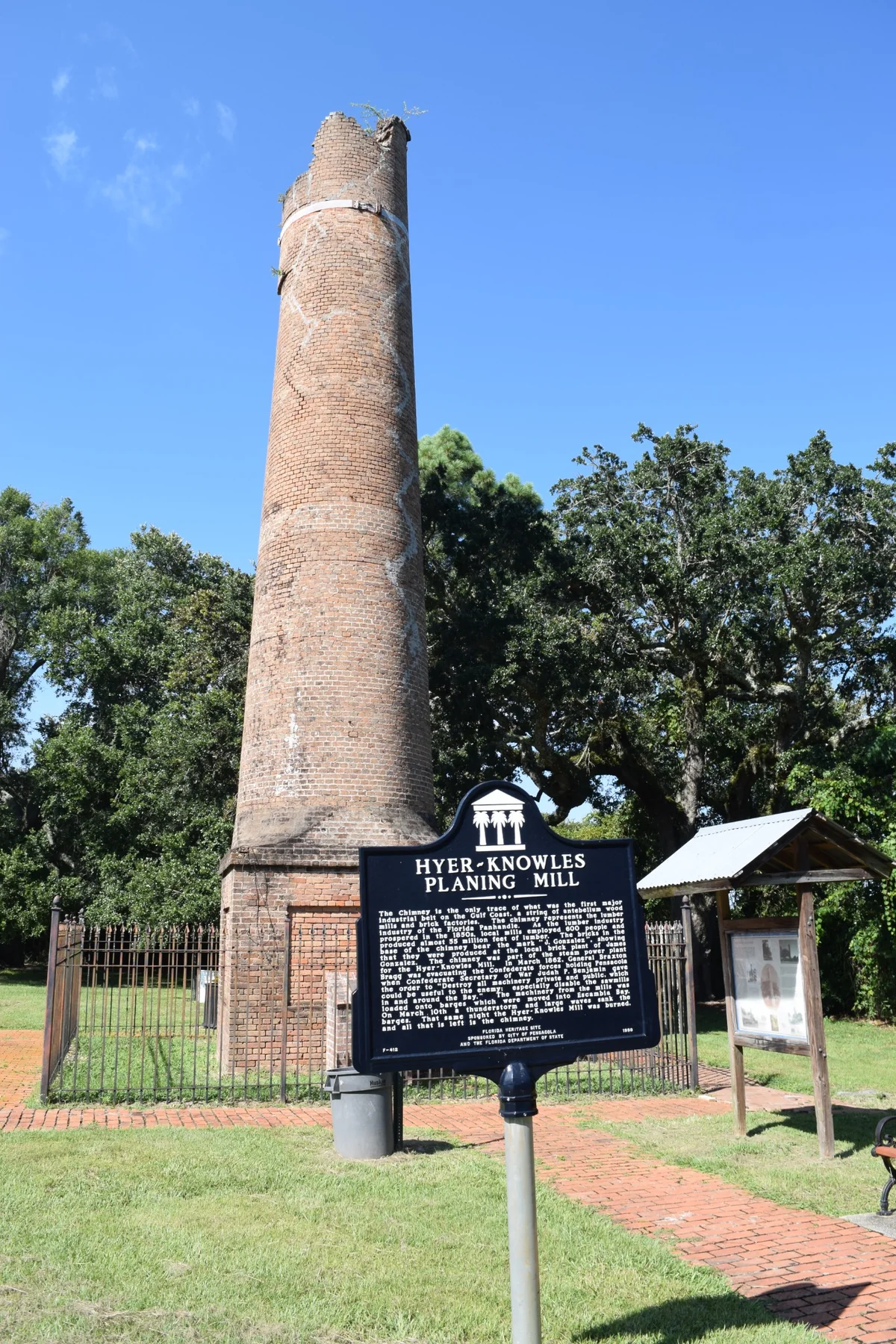 Historic Hyer-Knowles Planing Mill chimney along Scenic Highway in Pensacola